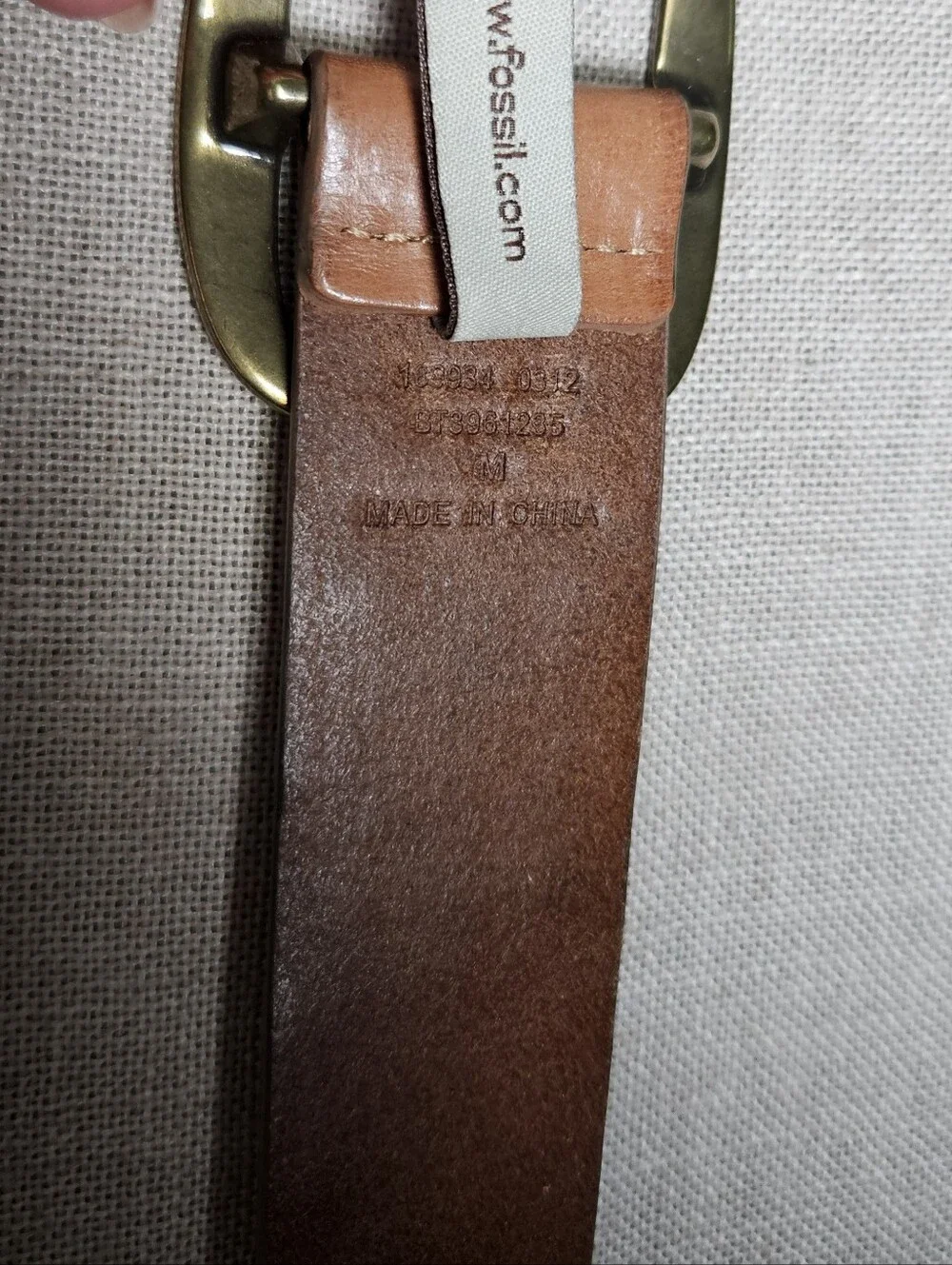 Fossil Brown Leather Belt with Brass Buckle